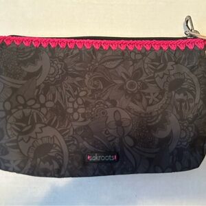 Sakroots Black and Pink Floral Cosmetic Bag